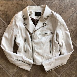 Ivory White Feaux Leather Jacket